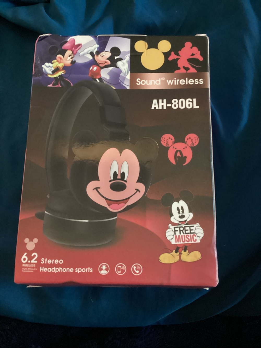 Disney AH-806L Black Over-Ear Headphones with Pink Mickey Face